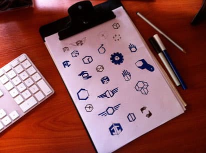 FrontCube logo sketchboard